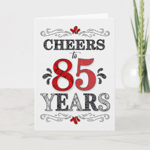 Carte 85e anniversaire Cheers en Motif noir blanc rouge