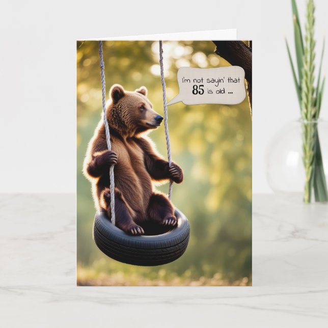 Carte 85e anniversaire de l'ours sur un pneu (Devant)