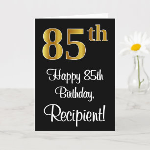 Carte 85e anniversaire ~ Elégant Luxueux Faux Gold Look 