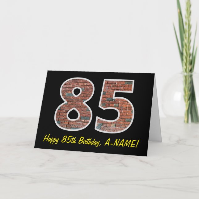 Carte 85e anniversaire - Motif de mur de briques "85" av (Devant)