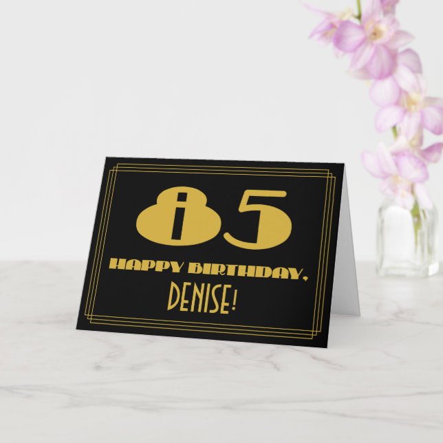 Carte 85e anniversaire : Nom + Art Déco Inspiré Look "85 (Orchidée)