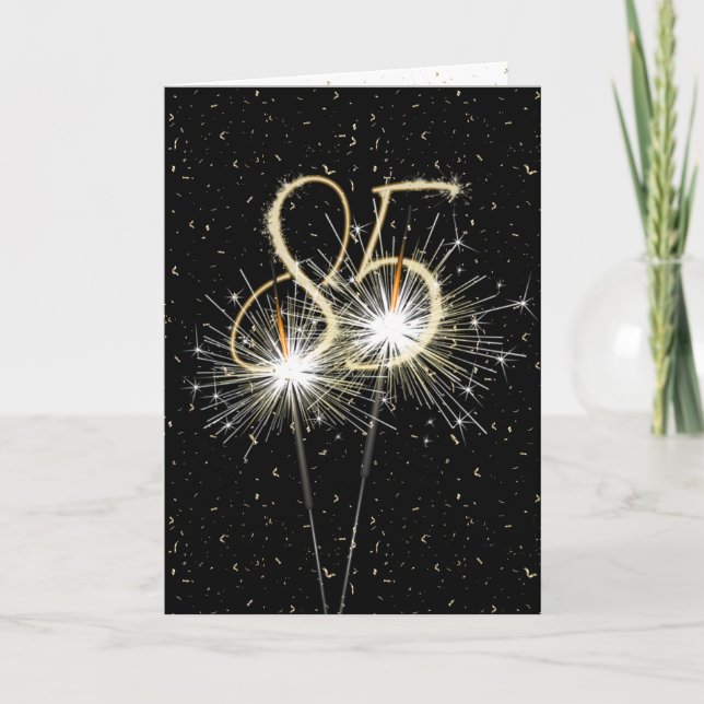 Carte 85e anniversaire Sparkler en noir (Devant)