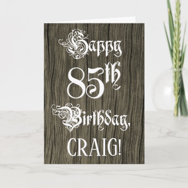 Carte 85e anniversaire : Texte élégant et fantaisiste; F (Devant)