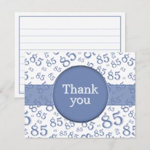 Carte 85e Remerciement : motif numérique bleu/blanc