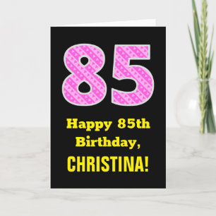 Carte 85ème anniversaire : Pink Stripes and Hearts "85"