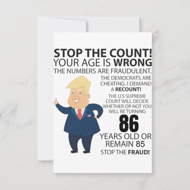 Carte 86 ans Trump heureux anniversaire présent drôle (Devant)