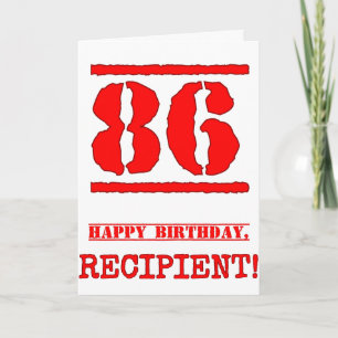 Carte 86e anniversaire : Amusant, Timbre en caoutchouc r