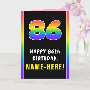Carte 86e anniversaire : Arc-en-ciel coloré # 86, Nom pe