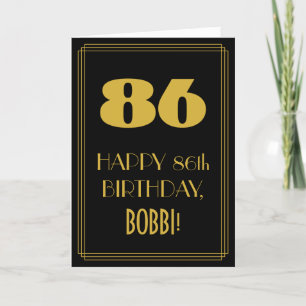 Carte 86e anniversaire - Art Déco Inspiré Look "86" & No