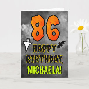 Carte 86e anniversaire : Eerie Halloween Thème + Nom per