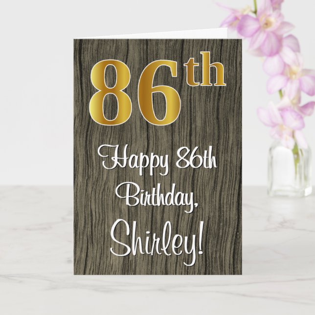 Carte 86e anniversaire : Elégant look d'or Faux #, Faux  (Orchidée)