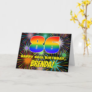 Carte 86e anniversaire : Feu d'artifice festif amusant e