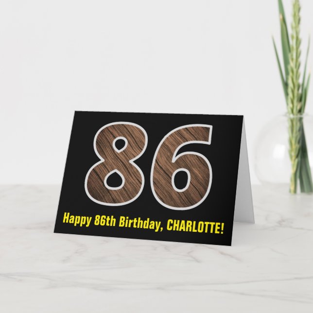 Carte 86e anniversaire : Nom + Faux Motif de grains de b (Devant)