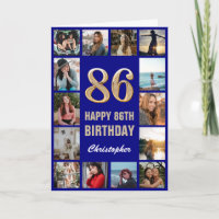 86e Joyeux Anniversaire Marine Bleu & Gold Photo C