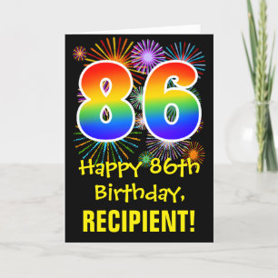 Carte 86ème anniversaire : Fun Fireworks Motif + Rainbow