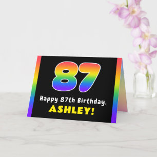 Carte 87e anniversaire : Arc-en-ciel coloré # 87, Nom pe