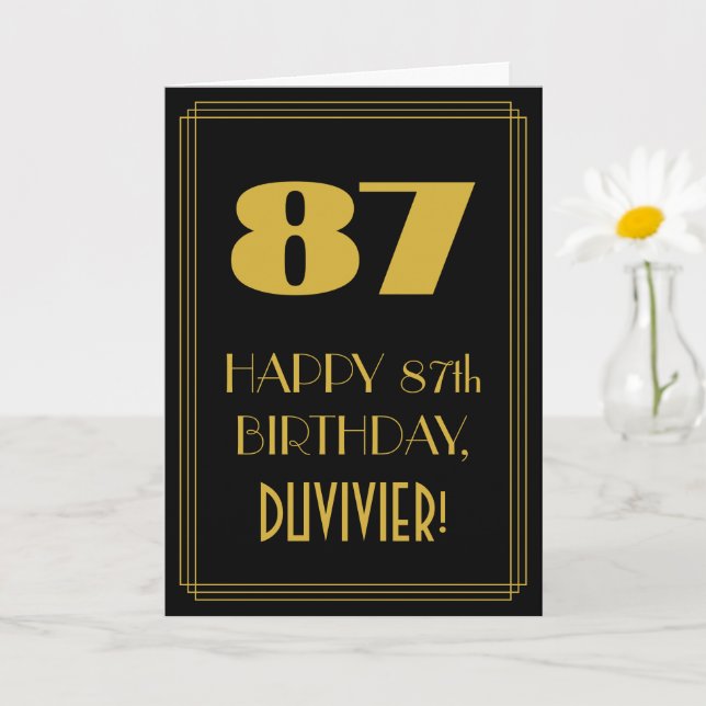 Carte 87e anniversaire - Art Déco Inspiré Look "87" & No (Petite plante)