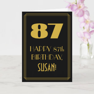 Carte 87e anniversaire ~ Art Déco Inspiré Look "87" & No