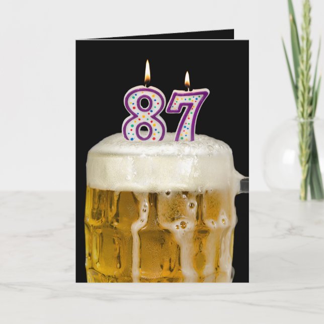 Carte 87e anniversaire Bière sur noir (Devant)