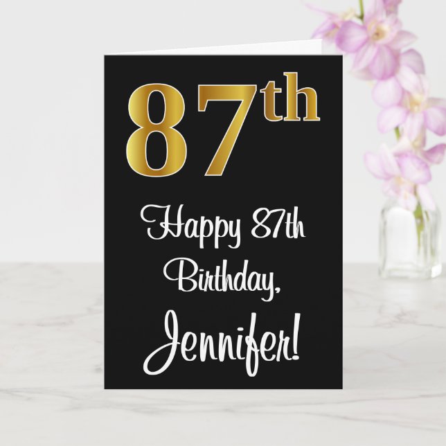 Carte 87e anniversaire ~ Elégant Luxueux Faux Gold Look  (Orchidée)