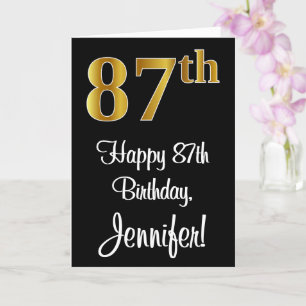Carte 87e anniversaire ~ Elégant Luxueux Faux Gold Look 