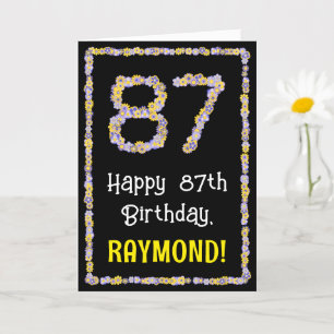 Carte 87e anniversaire : Floral Flowers Numéro, Nom pers