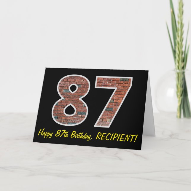 Carte 87e anniversaire - Motif de mur de briques "87" av (Devant)