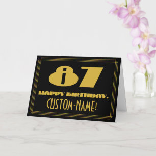 Carte 87ème anniversaire : Nom + Art Déco Inspiré Look "