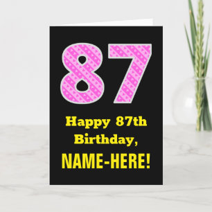 Carte 87ème anniversaire : Pink Stripes and Hearts "87" 