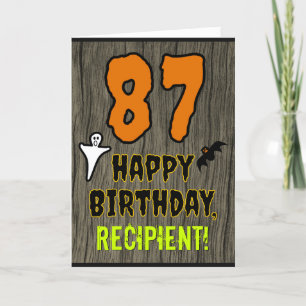 Carte 87th Birthday : Spooky Halloween Theme, Custom Nam