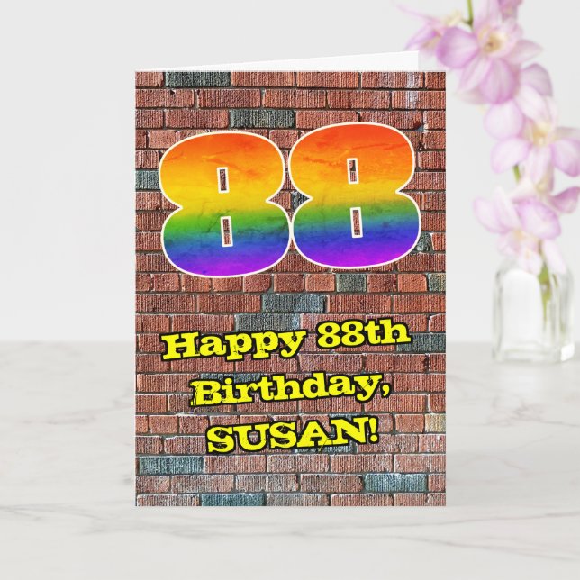 Carte 88e anniversaire : Arc en ciel inspiré par les gra (Orchidée)