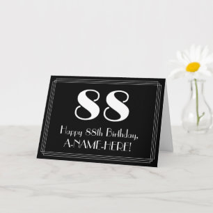 Carte 88e anniversaire ~ Art Déco Inspiré Look "88", Nom