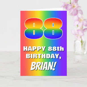 Carte 88e anniversaire : coloré, amusant Motif arc-en-ci