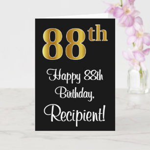 Carte 88e anniversaire ~ Elégant Luxueux Faux Gold Look 