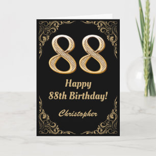 Carte 88e anniversaire Parties scintillant noir et or