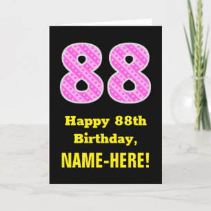 Carte 88e anniversaire : Pink Stripes and Hearts "88" + 