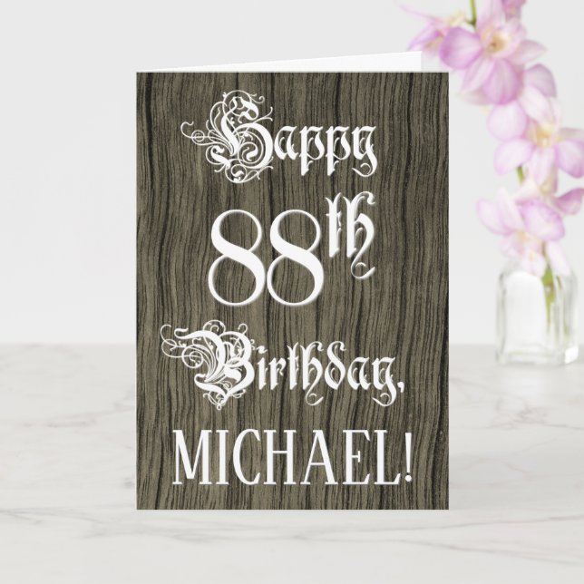 Carte 88e anniversaire : Texte élégant et fantaisiste; F (Orchidée)