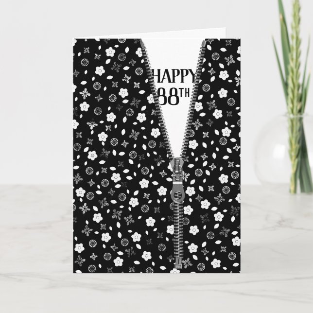 Carte 88e anniversaire Zipper On Flowers (Devant)