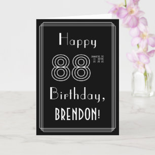 Carte 88th Birthday: Art Deco Style # 88 & Custom Name