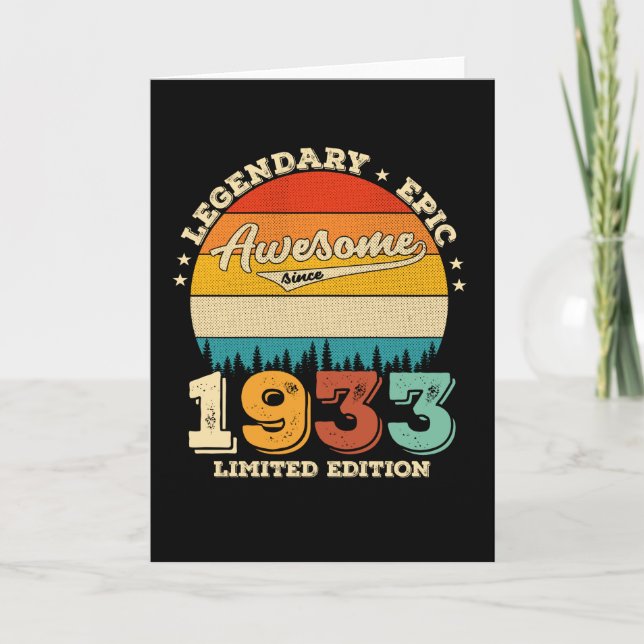 Carte 89 Year Old Awesome Since 1933 89th Birthday Gift (Devant)