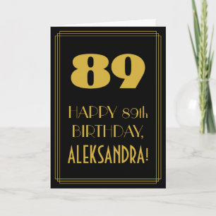 Carte 89e anniversaire ~ Art Déco Inspiré Look "89" & No