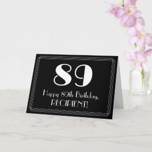 Carte 89e anniversaire ~ Art Déco Inspiré Look "89", Nom