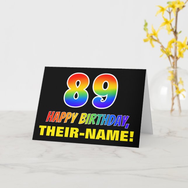 Carte 89e anniversaire : Bold, amusant, simple, arc-en-c (Fleur jaune)