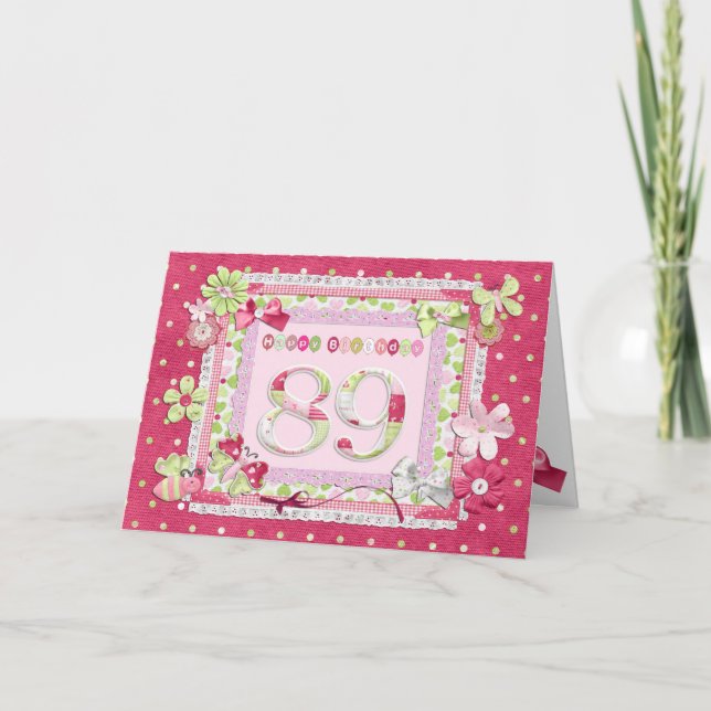 Carte 89e anniversaire style scrapbooking (Devant)