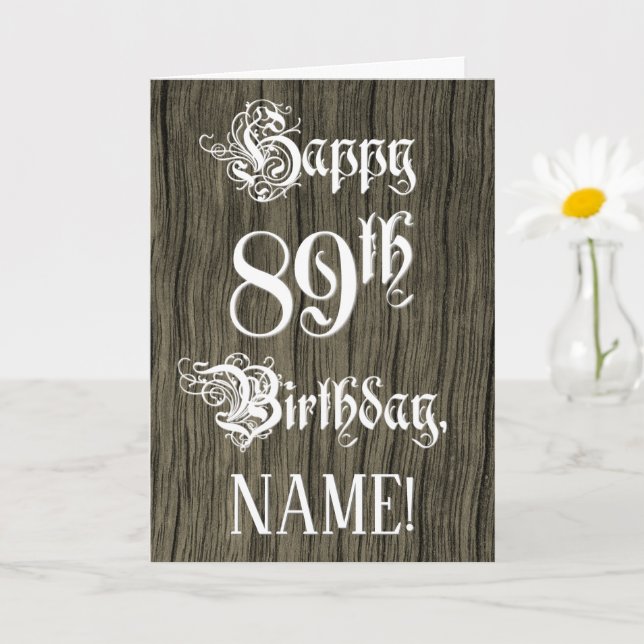 Carte 89e Anniversaire : Texte Élégant et Sophistiqué ;  (Petite plante)
