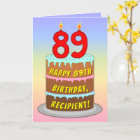 89th Birthday — Fun Cake & Candles, w/ Custom Name