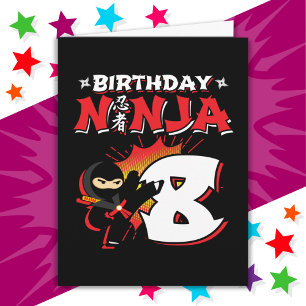 Carte 8 ans Vieux style de bande dessinée Ninja 8e anniv