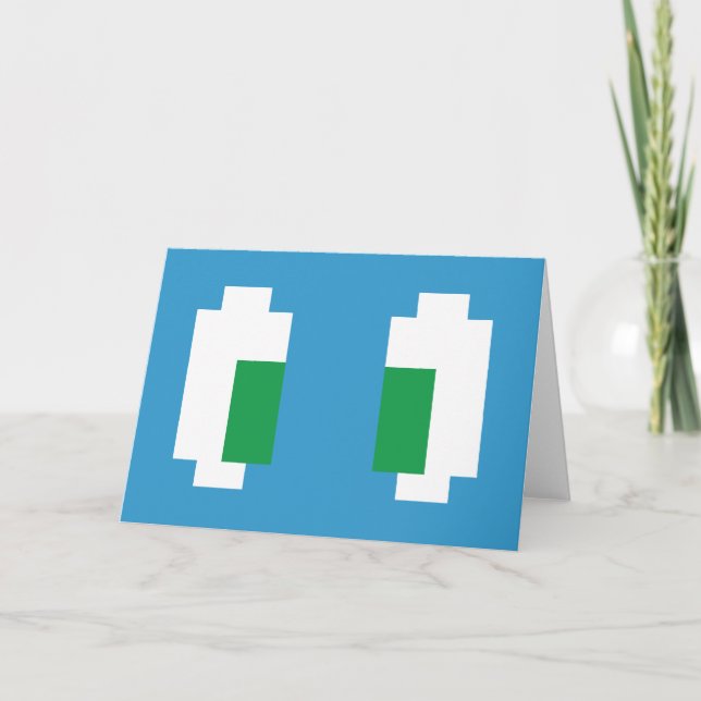 Carte 8 Bits Pixel Manga Yeux verts (Devant)