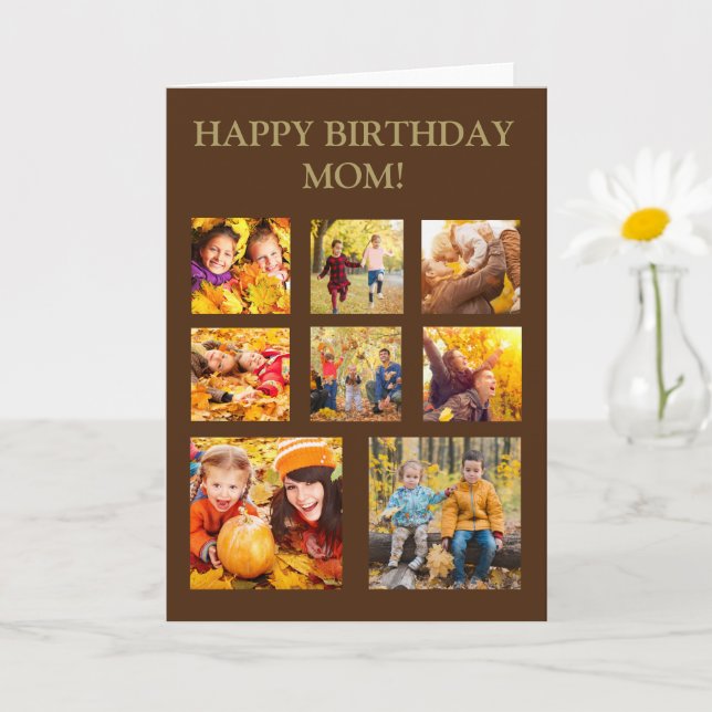 Carte 8 Collage photo Joyeux Anniversaire Maman (Petite plante)