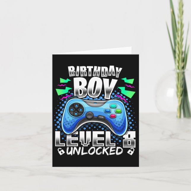 Carte 8 Vidéo Déverrouillée Jeu 8e Anniversaire Gamer Ca (Devant)